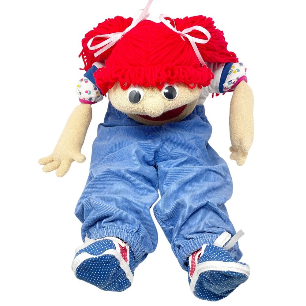 Vintage Handmade Red Hair Puppet Doll Girl Large 27 Inches Long USPS Worker OOAK